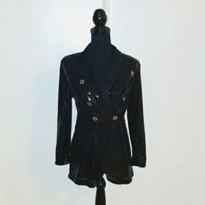 SHEIN Black Sequins Long Sleeved Romper